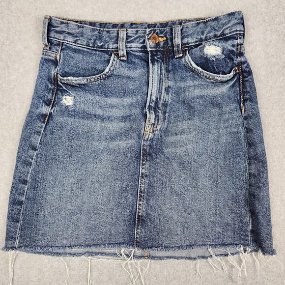 &denim Skirt Womens Size 4 Mini Distressed 27" Waist - Picture 1 of 7